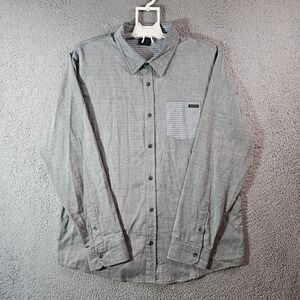 Oakley Shirt Mens XL‎ Button Up Long Sleeve Cotton Textured Gray